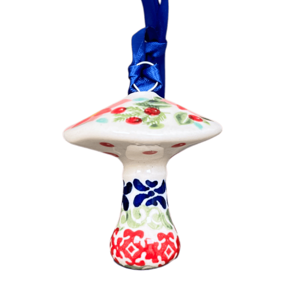 Ornament, Mushroom, 2.25" in "Pink Poinsettia" by Manufaktura | K029S-PS14