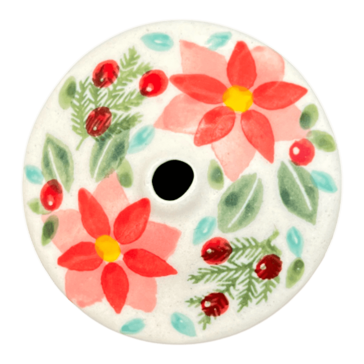 Ornament, Mushroom, 2.25" in "Pink Poinsettia" by Manufaktura | K029S-PS14