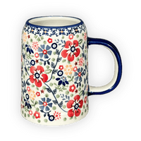 A picture of a Polish Pottery Small Tankard (Full Bloom) | K054S-EO34 as shown at PolishPotteryOutlet.com/products/22-oz-bavarian-tankard-full-bloom-k054s-eo34