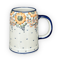 A picture of a Polish Pottery Small Tankard (Autumn Harvest) | K054S-LB as shown at PolishPotteryOutlet.com/products/22-oz-bavarian-tankard-autumn-harvest-k054s-lb