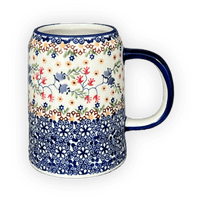 A picture of a Polish Pottery Small Tankard (Wildflower Delight) | K054S-P273 as shown at PolishPotteryOutlet.com/products/22-oz-bavarian-tankard-wildflower-delight-k054s-p273