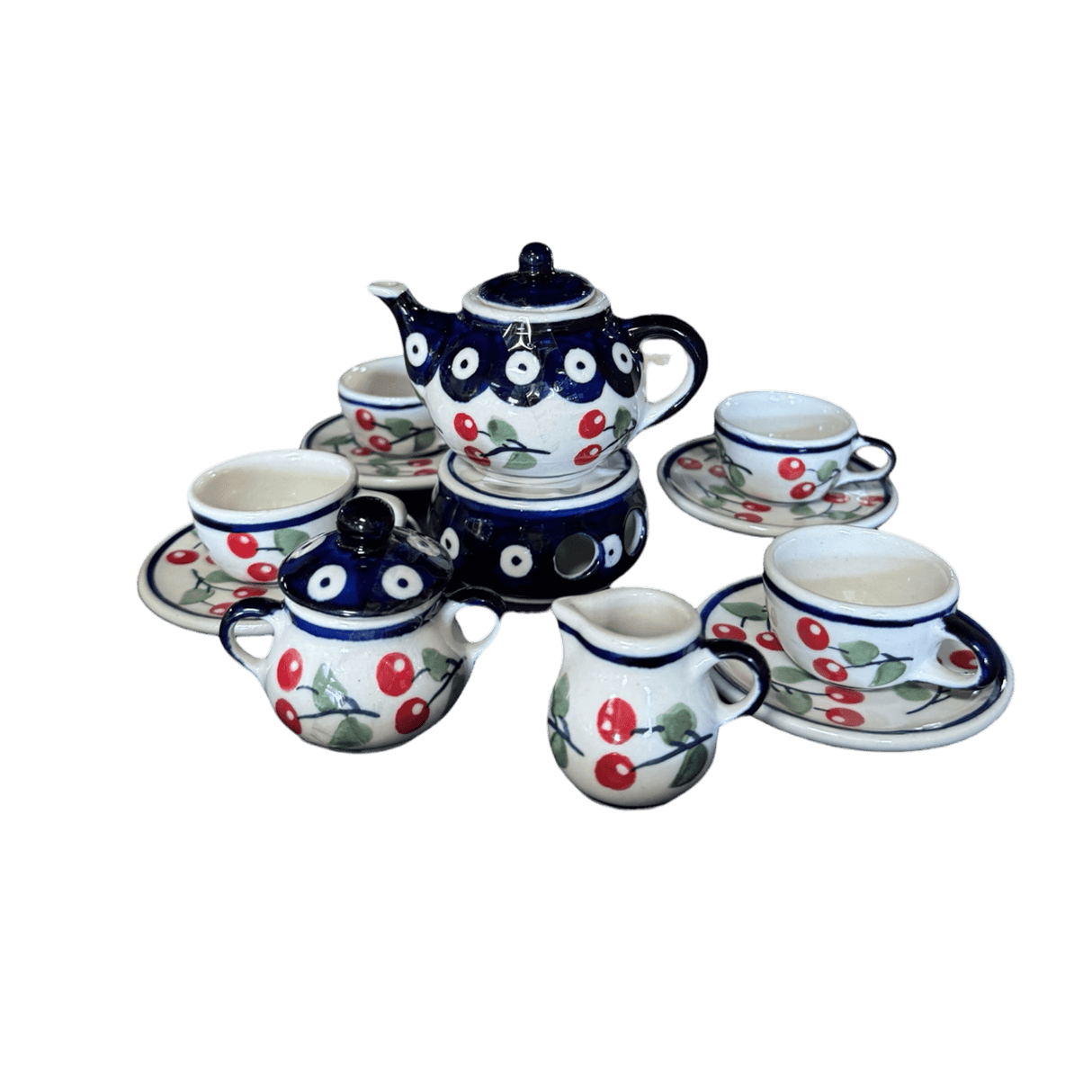 Tea Set, Miniature in "Cherry Dot" by Manufaktura | K061T-70WI