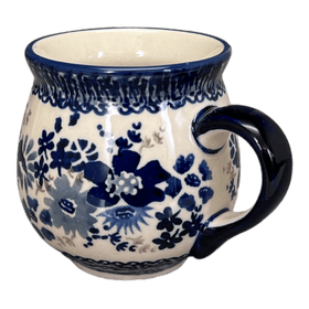 Polish Pottery Small Belly Mug (Blue Life) | K067S-EO39 Additional Image at PolishPotteryOutlet.com