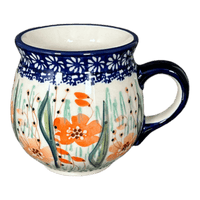 A picture of a Polish Pottery Mug, Belly Mug, Small, 7 oz in "Sun-Kissed Garden" by Manufaktura | K067S-GM15 as shown at PolishPotteryOutlet.com/products/small-belly-mug-sun-kissed-garden-k067s-gm15