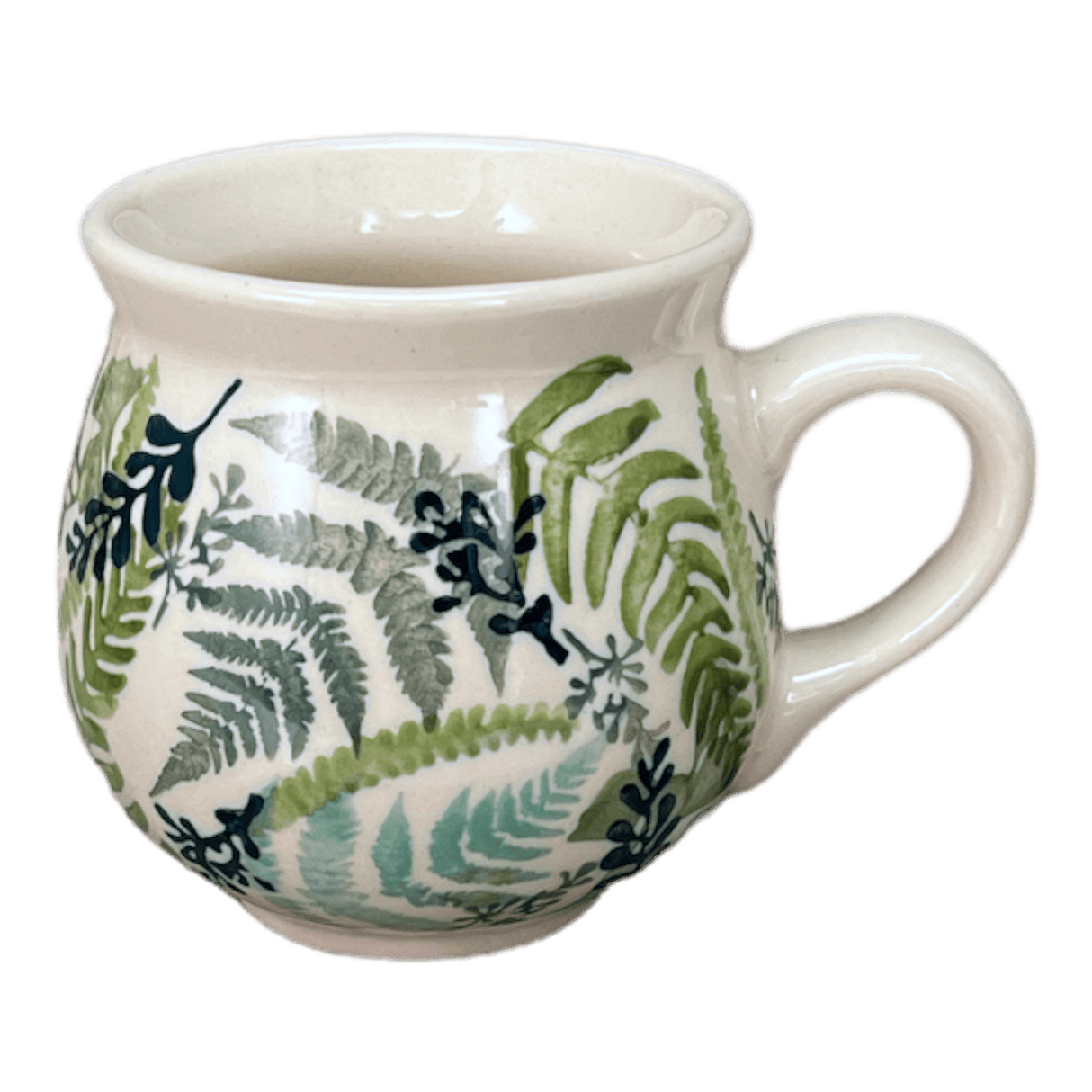 Mug, Belly Mug, Small, 7 oz in "Scattered Ferns" by Manufaktura | K067S-GZ39