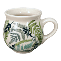A picture of a Polish Pottery Small Belly Mug (Scattered Ferns) | K067S-GZ39 as shown at PolishPotteryOutlet.com/products/7-oz-belly-mug-scattered-ferns-k067s-gz39