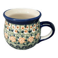 A picture of a Polish Pottery Mug, Belly Mug, Small, 7 oz in "Perennial Garden" by Manufaktura | K067S-LM as shown at PolishPotteryOutlet.com/products/small-belly-mug-perennial-garden-k067s-lm