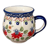 Polish Pottery Small Belly Mug (Mediterranean Blossoms) | K067S-P274 at PolishPotteryOutlet.com