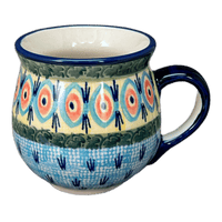 A picture of a Polish Pottery Small Belly Mug (Providence) | K067S-WKON as shown at PolishPotteryOutlet.com/products/7-oz-belly-mug-providence-k067s-wkon