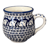 Mug, Belly Mug, Small, 7 oz in "Kitty Cat Path" by Manufaktura | K067T-KOT6