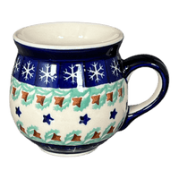 A picture of a Polish Pottery Small Belly Mug (Starry Wreath) | K067T-PZG as shown at PolishPotteryOutlet.com/products/small-belly-mug-starry-wreath-k067t-pzg