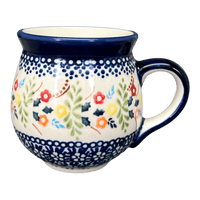 A picture of a Polish Pottery Small Belly Mug (Floral Garland) | K067U-AD01 as shown at PolishPotteryOutlet.com/products/small-belly-mug-floral-garland-k067u-ad01