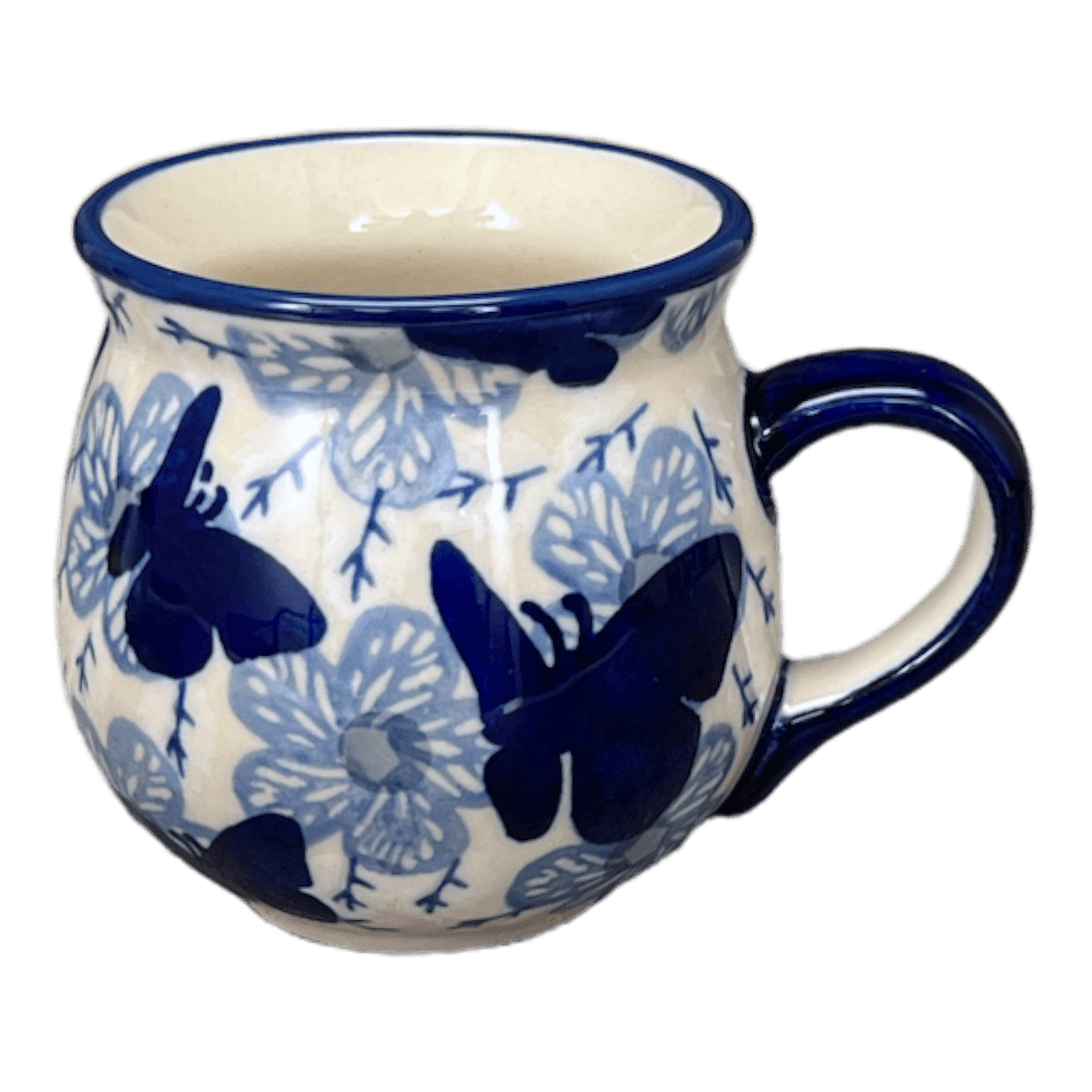 Mug, Belly Mug, Small, 7 oz in "Blue Butterfly" by Manufaktura | K067U-AS58