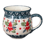 Mug, Belly Mug, Small, 7 oz in "Evergreen Bells" by Manufaktura | K067U-PZDG