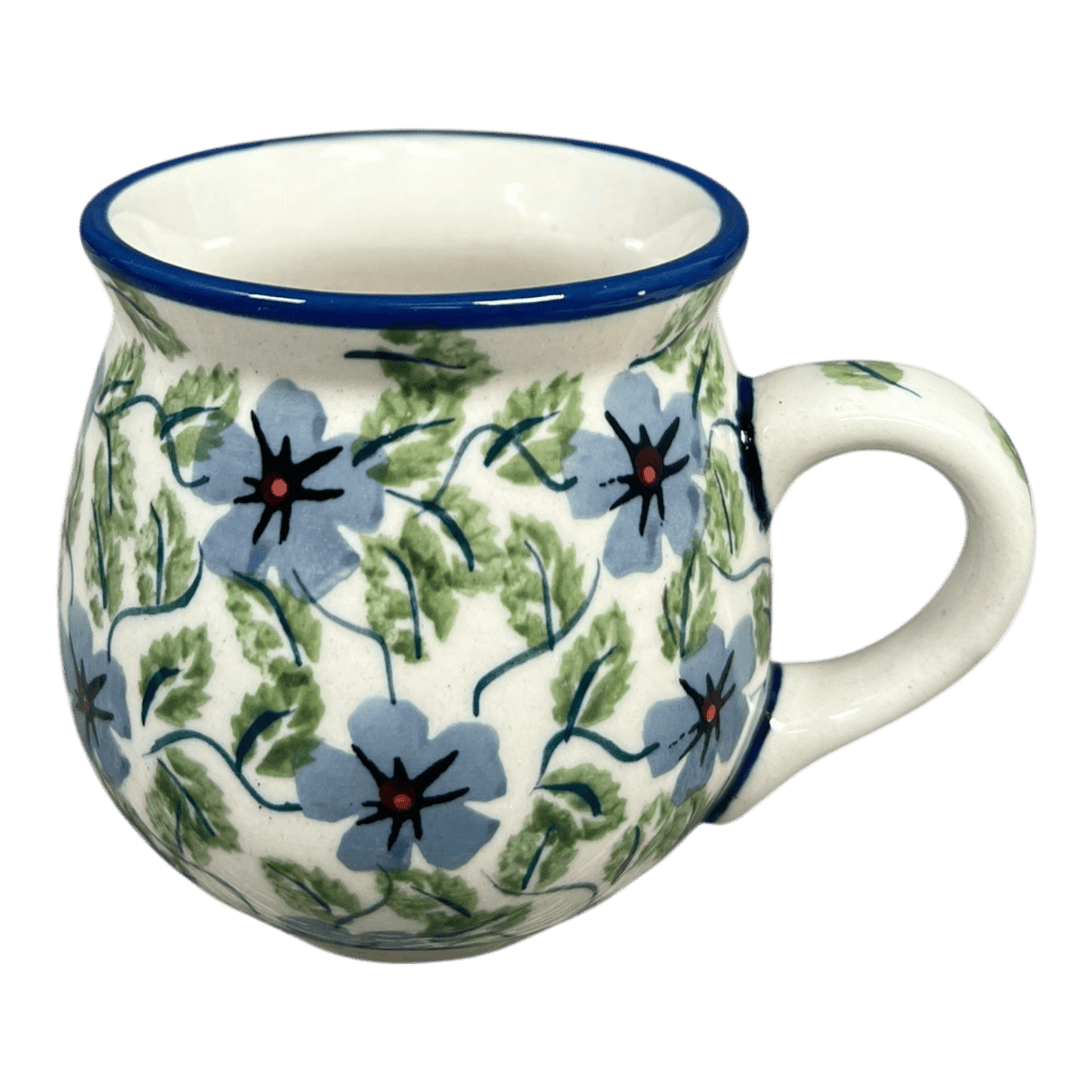 Mug, Belly Mug, Small, 7 oz in "Periwinkle Vine" by Manufaktura | K067U-TAB1