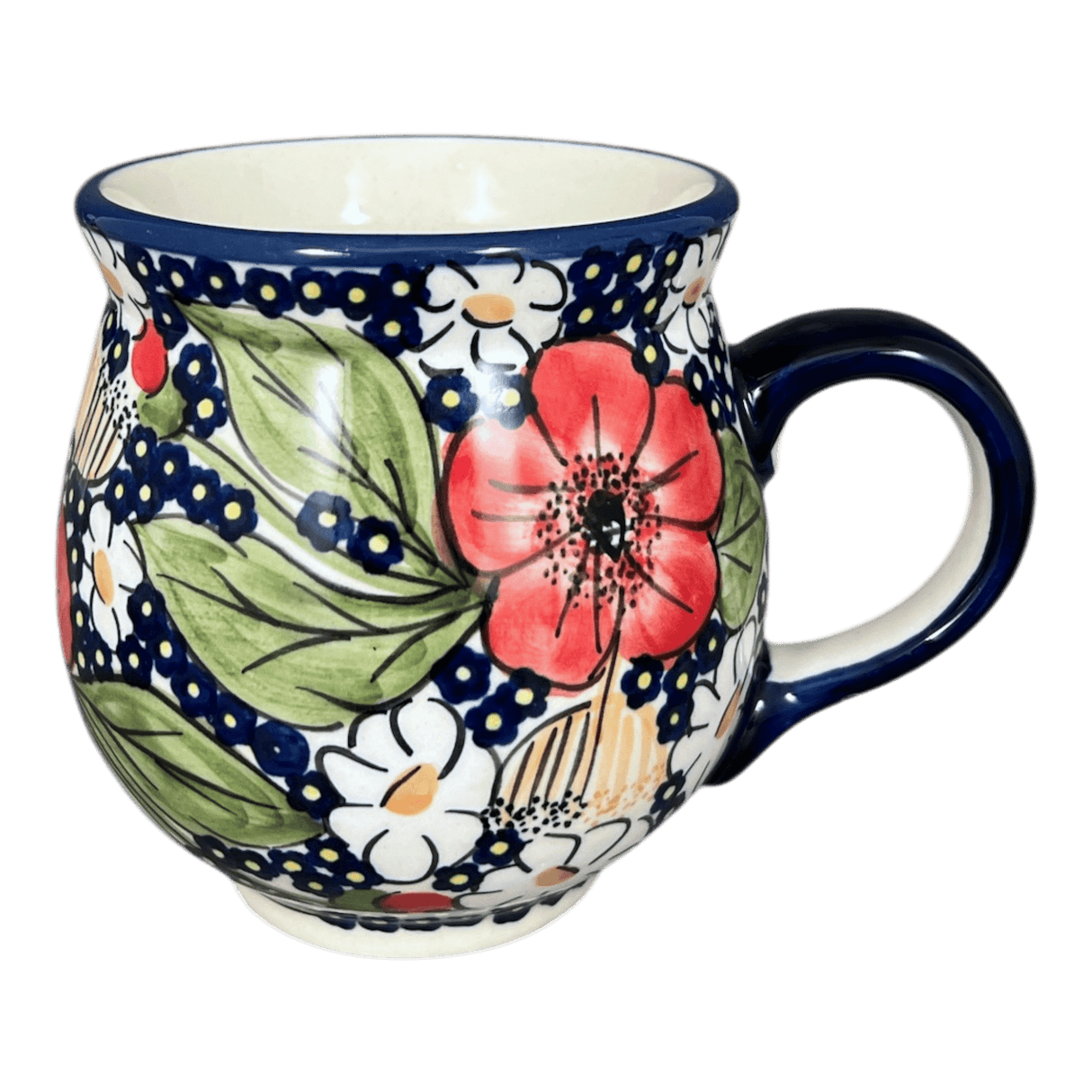 Mug, Belly Mug, 16oz Large in "Poppies & Posies" by Manufaktura | K068S-IM02