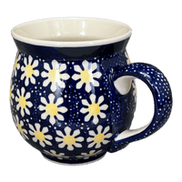 A picture of a Polish Pottery Large Belly Mug (Mornin' Daisy) | K068T-AM as shown at PolishPotteryOutlet.com/products/large-belly-mug-mornin-daisy-k068t-am