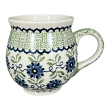 Mug, Belly Mug, 16oz Large in "Woven Blues" by Manufaktura | K068T-P182