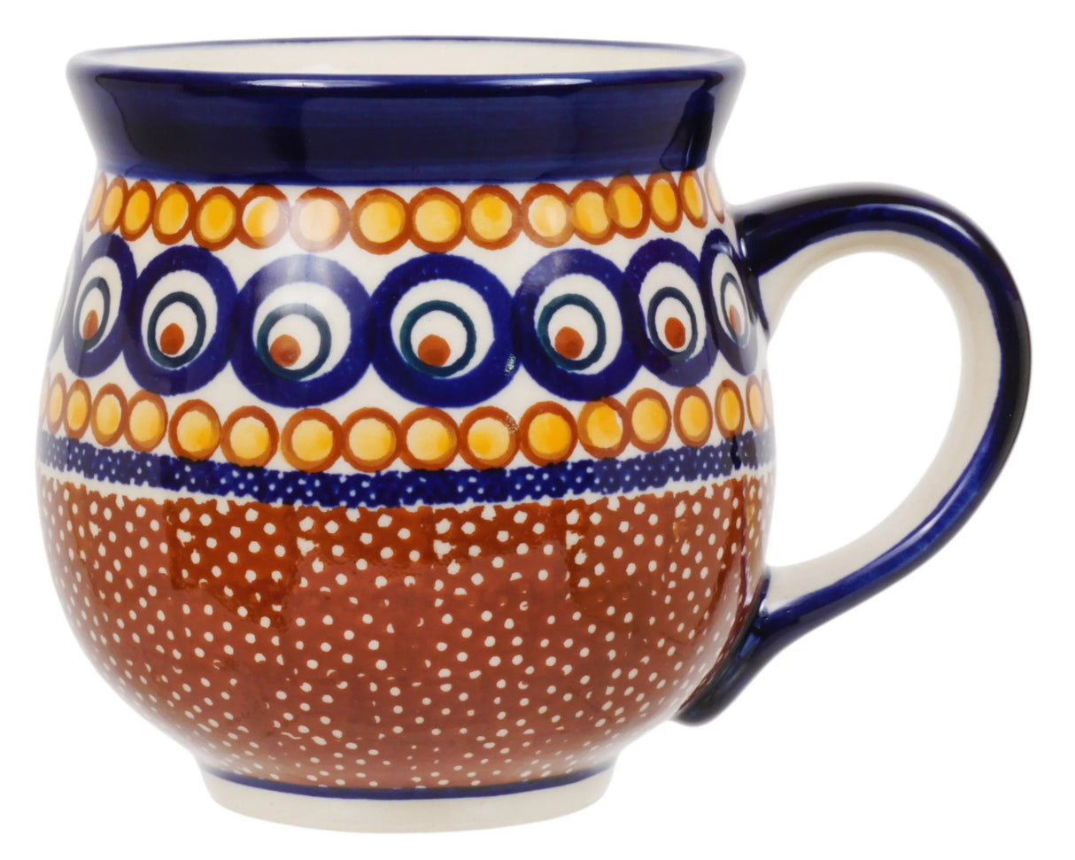 Mug, Belly Mug, 16oz Large in "Peacock Autumn" by Manufaktura | K068U-54B