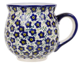 Mug, Belly Mug, 16oz Large in "Floral Revival Blue" by Manufaktura | K068U-MKOB