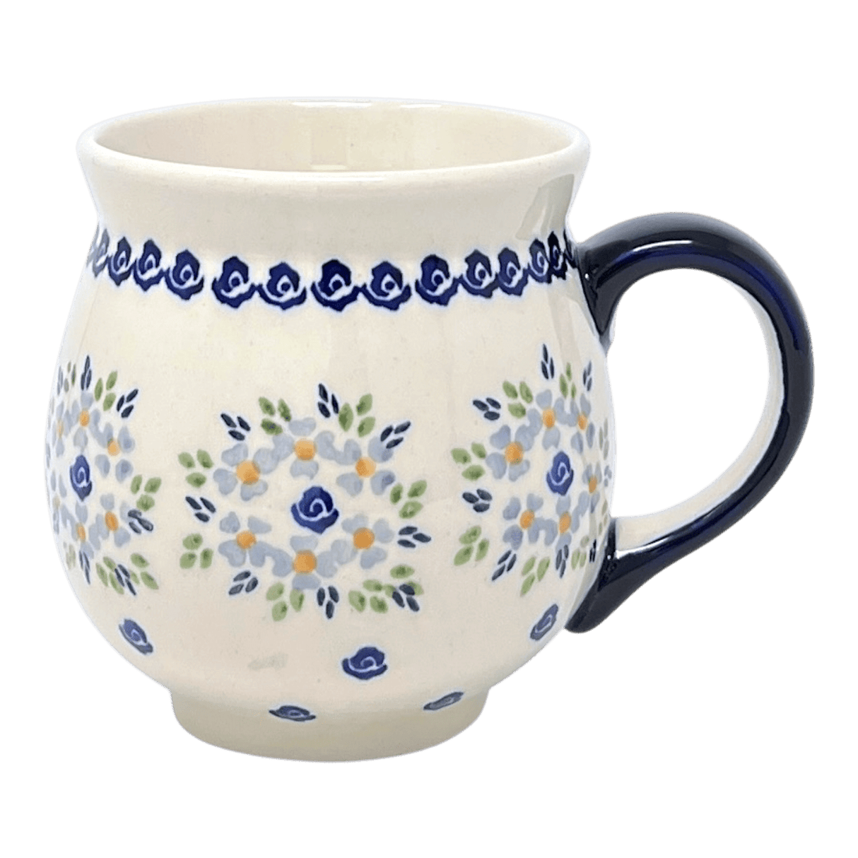 Mug, Belly Mug, 16 oz Large in "Blue Rose Wreath" by Manufaktura | K068U-P318