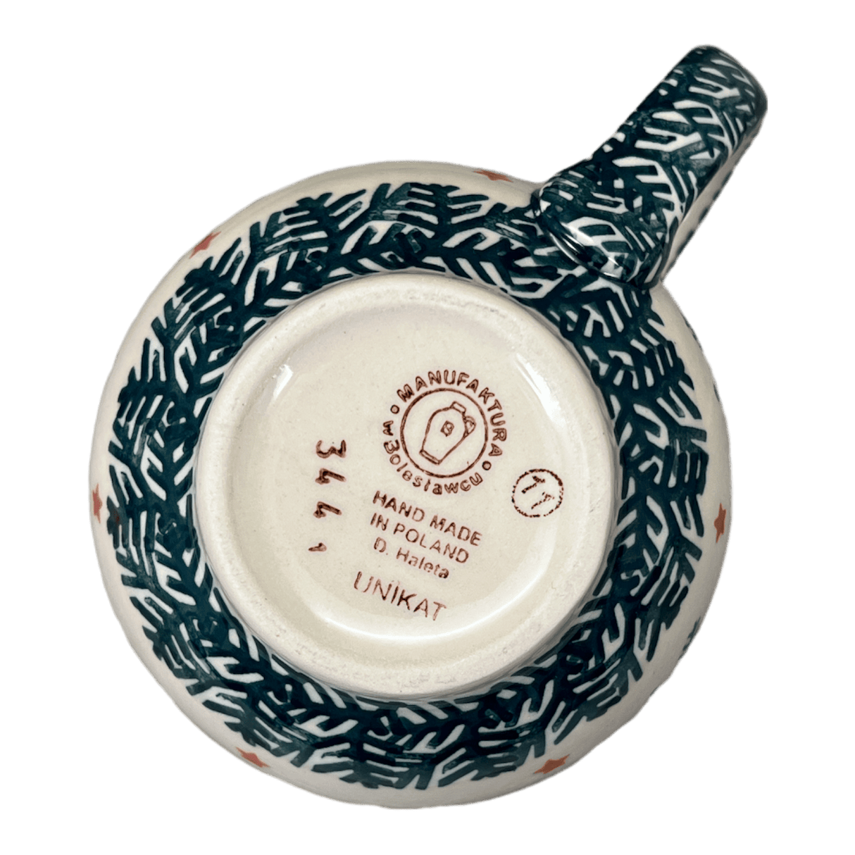 Mug, Belly Mug, 16 oz Large in "Evergreen Bells" by Manufaktura | K068U-PZDG