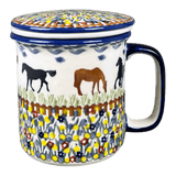 Mug, Tea Infuser Mug, 12 oz in "Wild Horses" by Manufaktura | K073S-INK1