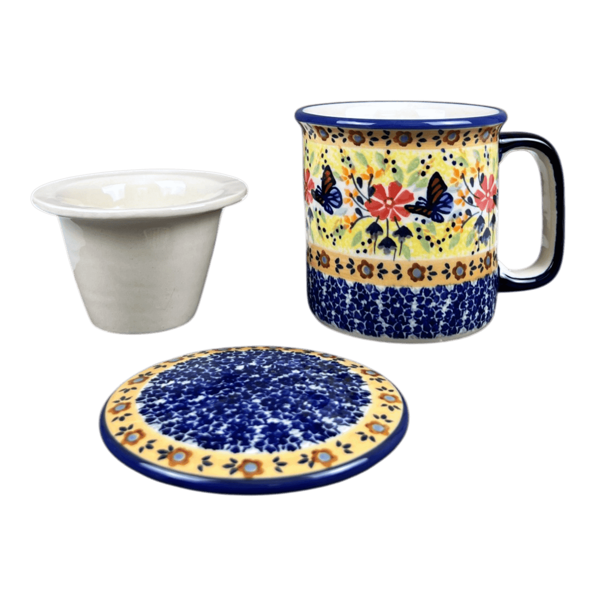 Mug, Tea Infuser Mug, 12 oz in "Butterfly Bliss" by Manufaktura | K073S-WK73