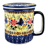 Mug, Tea Infuser Mug, 12 oz in "Butterfly Bliss" by Manufaktura | K073S-WK73