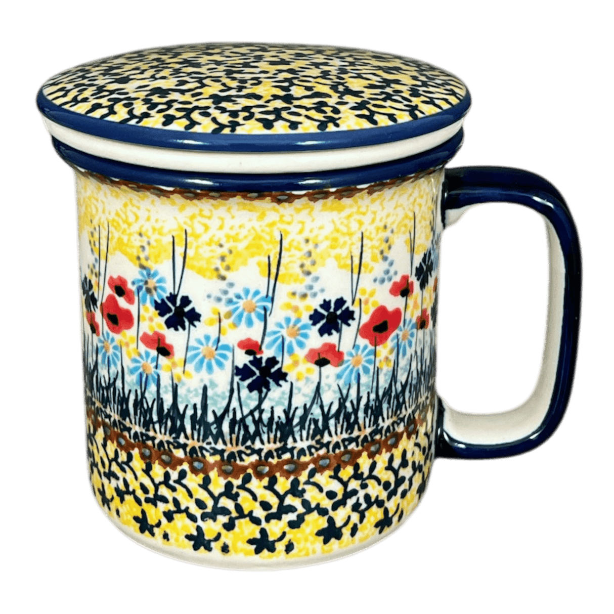 Mug, Tea Infuser Mug, 12 oz in "Sunlit Wildflowers" by Manufaktura | K073S-WK77