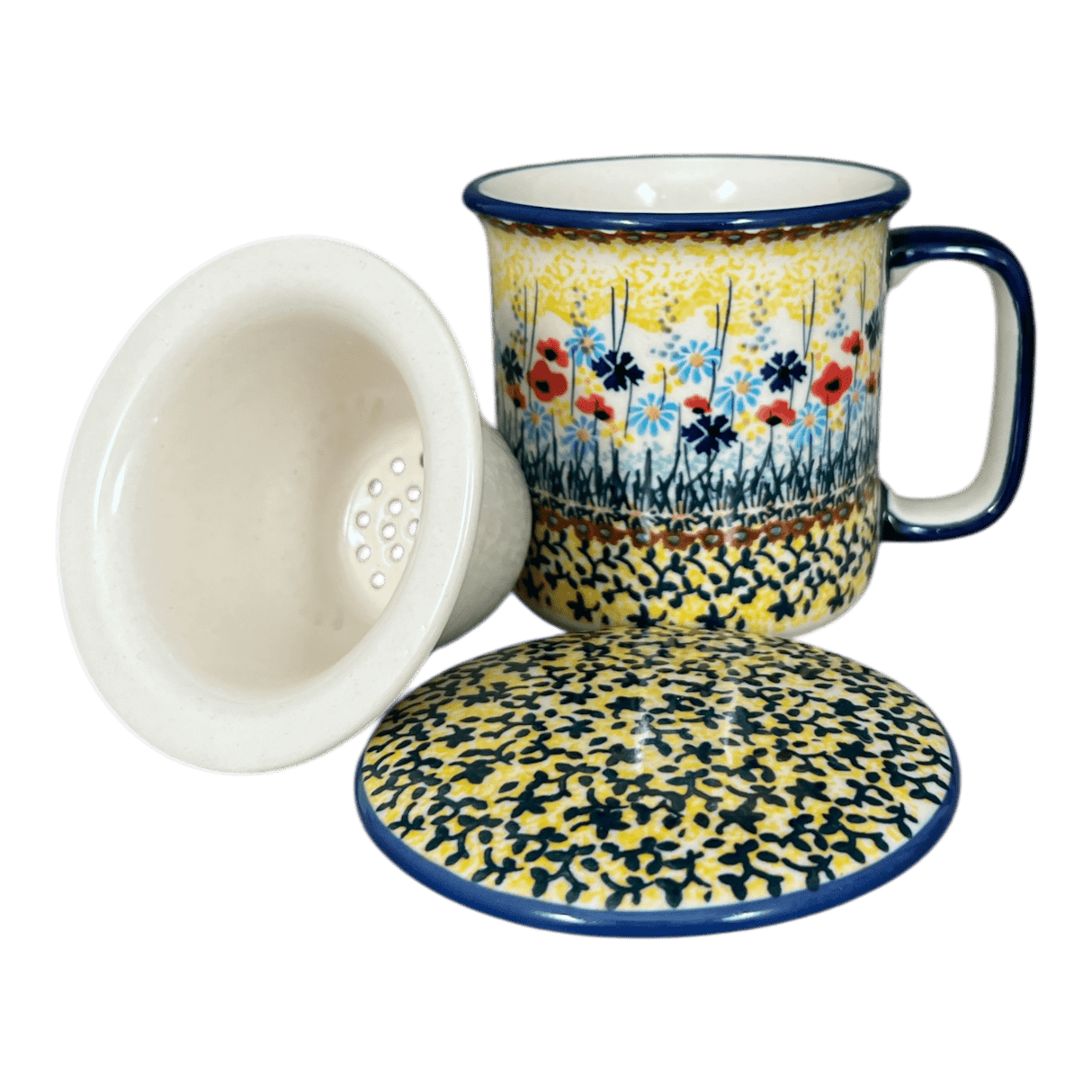 Mug, Tea Infuser Mug, 12 oz in "Sunlit Wildflowers" by Manufaktura | K073S-WK77