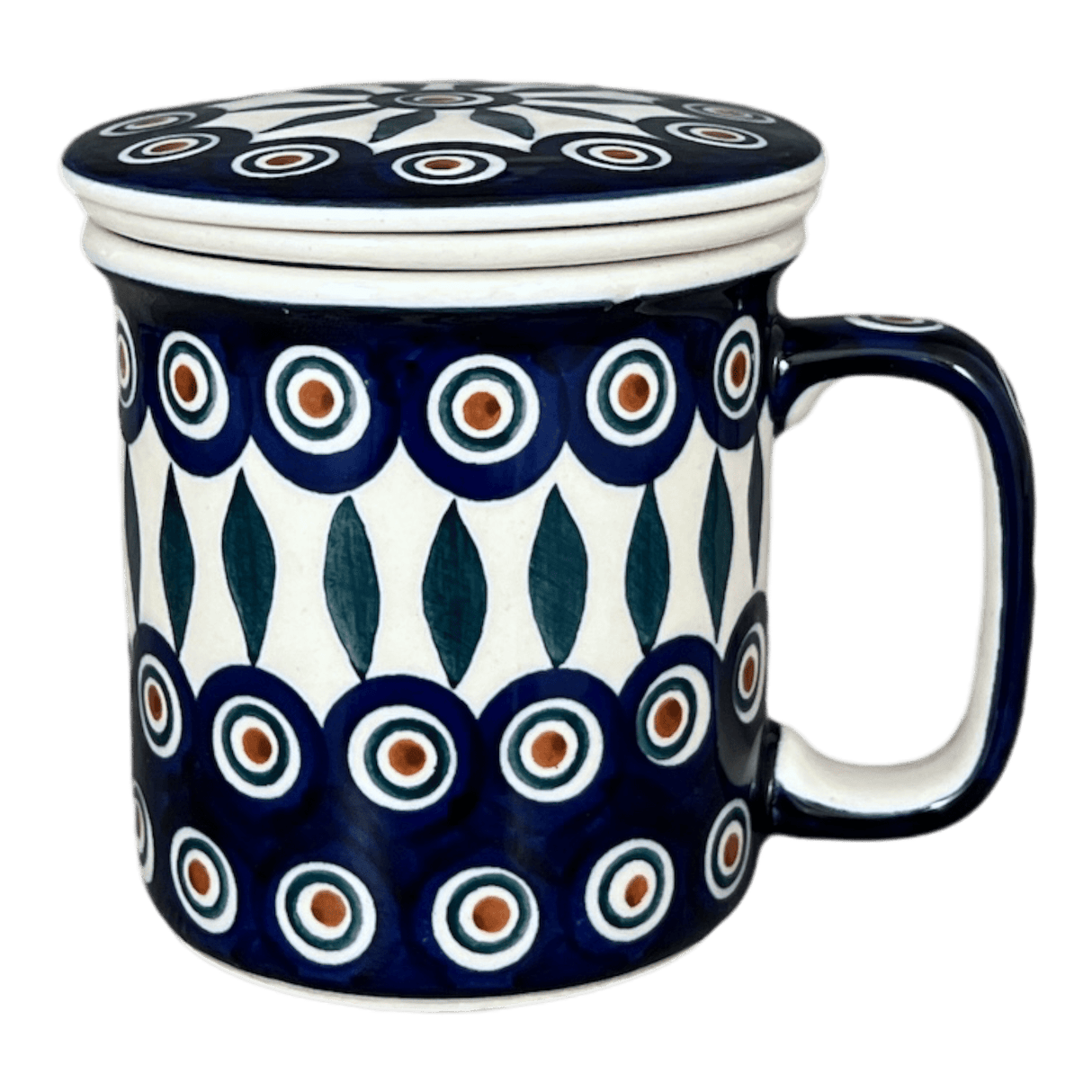 Mug, Tea Infuser Mug, 12 oz in "Peacock" by Manufaktura | K073T-54