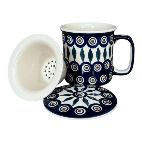 Mug, Tea Infuser Mug, 12 oz in "Peacock" by Manufaktura | K073T-54