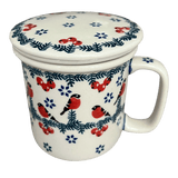 Mug, Tea Infuser Mug, 12 oz in "Red Bird" by Manufaktura | K073T-GILE