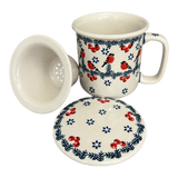 Mug, Tea Infuser Mug, 12 oz in "Red Bird" by Manufaktura | K073T-GILE