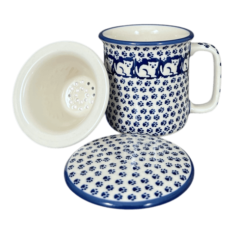 Mug, Tea Infuser Mug, 12 oz in "Kitty Cat Path" by Manufaktura | K073T-KOT6