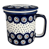 Mug, Tea Infuser Mug, 12 oz in "Peacock Dot" by Manufaktura | K073U-54K