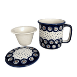 Mug, Tea Infuser Mug, 12 oz in "Peacock Dot" by Manufaktura | K073U-54K