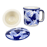 Mug, Tea Infuser Mug, 12 oz in "Blue Butterfly" by Manufaktura | K073U-AS58