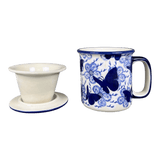Mug, Tea Infuser Mug, 12 oz in "Blue Butterfly" by Manufaktura | K073U-AS58