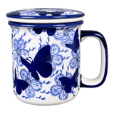 Mug, Tea Infuser Mug, 12 oz in "Blue Butterfly" by Manufaktura | K073U-AS58