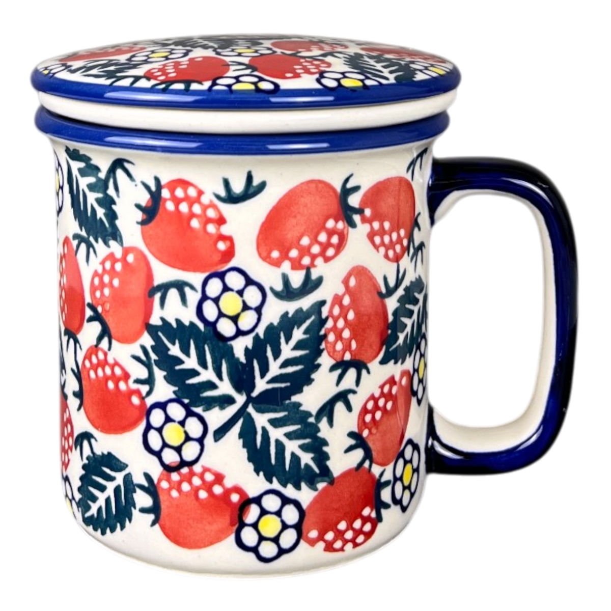 Mug, Tea Infuser Mug, 12 oz in "Strawberry Fields" by Manufaktura | K073U-AS59