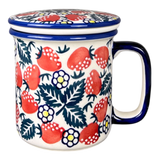 Mug, Tea Infuser Mug, 12 oz in "Strawberry Fields" by Manufaktura | K073U-AS59