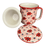 Mug, Tea Infuser Mug, 12 oz in "Scarlet Daisy" by Manufaktura | K073U-AS73