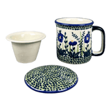 Mug, Tea Infuser Mug, 12 oz in "Bouncing Blue Blossoms" by Manufaktura | K073U-IM03