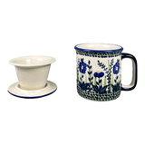 Mug, Tea Infuser Mug, 12 oz in "Bouncing Blue Blossoms" by Manufaktura | K073U-IM03