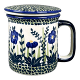 Mug, Tea Infuser Mug, 12 oz in "Bouncing Blue Blossoms" by Manufaktura | K073U-IM03