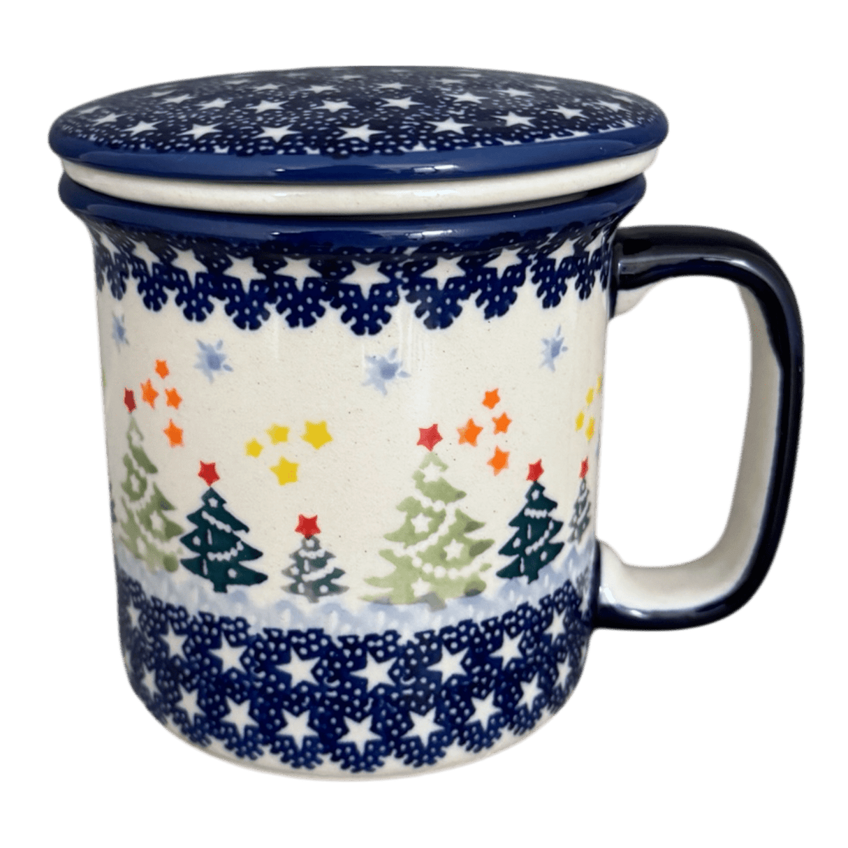 Mug, Tea Infuser Mug, 12 oz in "Festive Forest" by Manufaktura | K073U-INS6