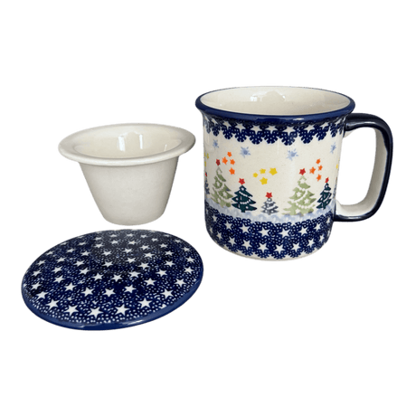 Mug, Tea Infuser Mug, 12 oz in "Festive Forest" by Manufaktura | K073U-INS6