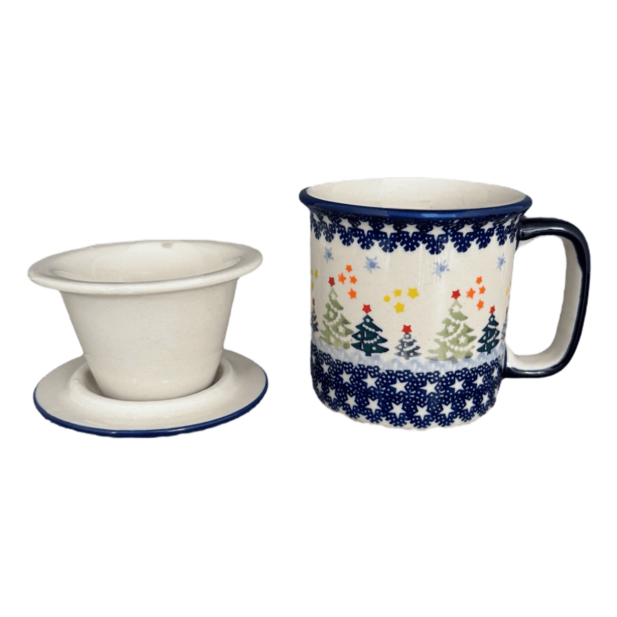 Mug, Tea Infuser Mug, 12 oz in "Festive Forest" by Manufaktura | K073U-INS6